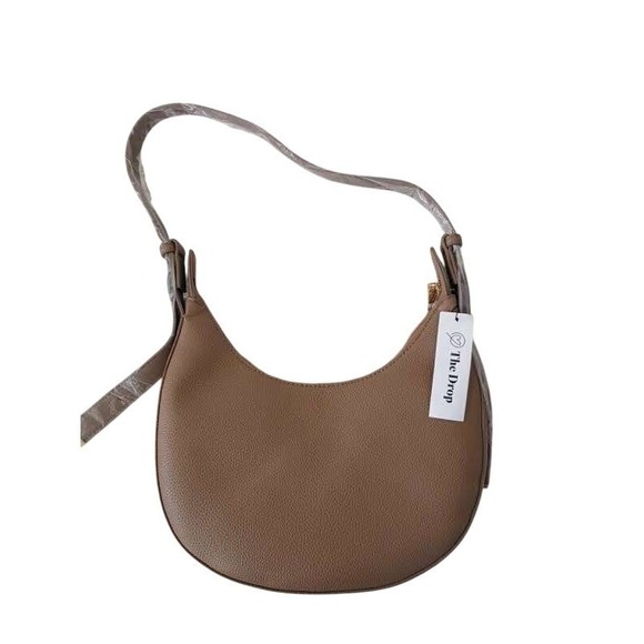 The Drop Handbags - NWT The Drop Avalon Small Shoulder Bag Tan Pebble Faux Leather Crescent Hobo Bag